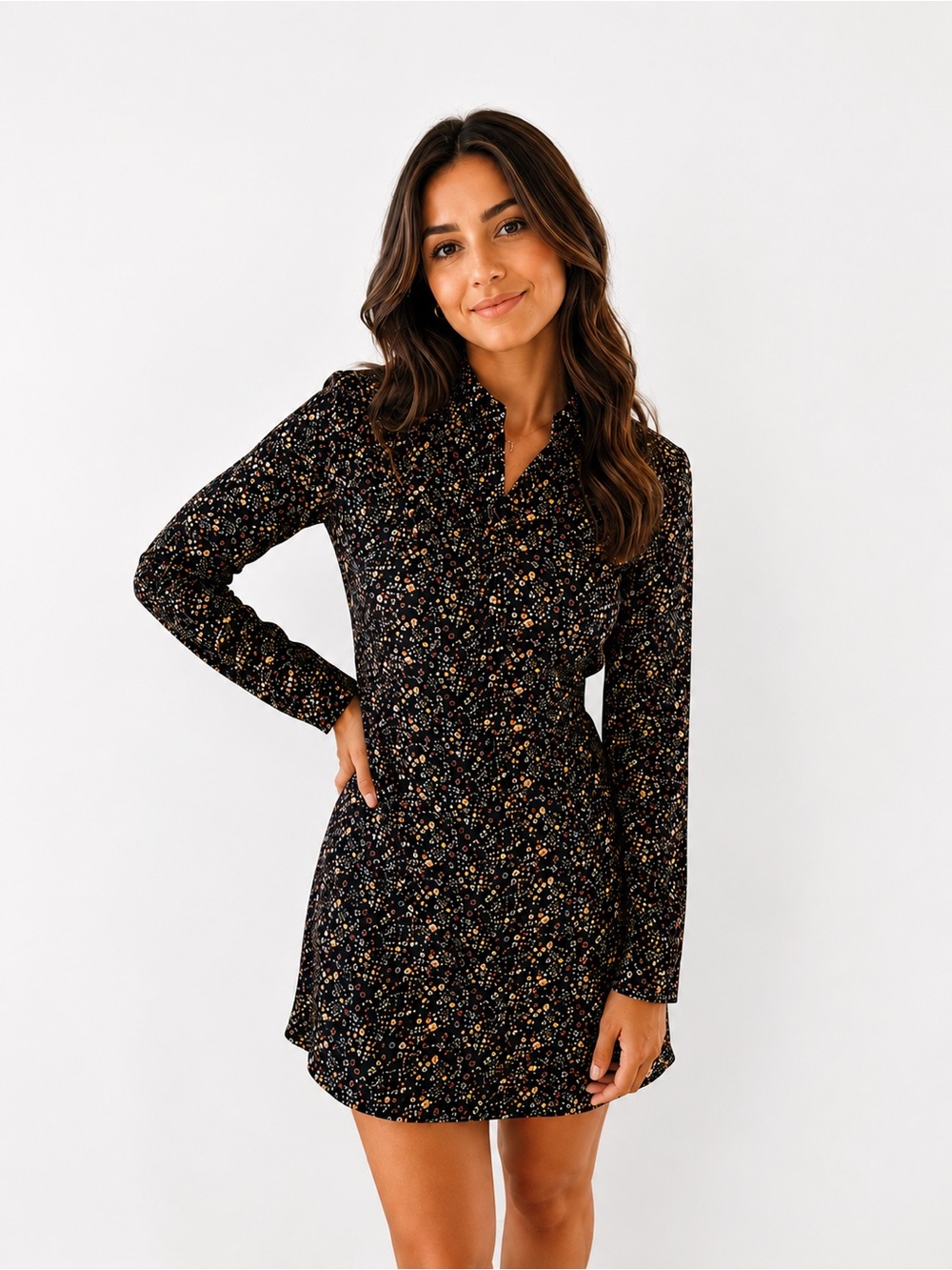 Zara Trafaluc Floral Mini Dress | Long Sleeve Boho Cottagecore | Size M